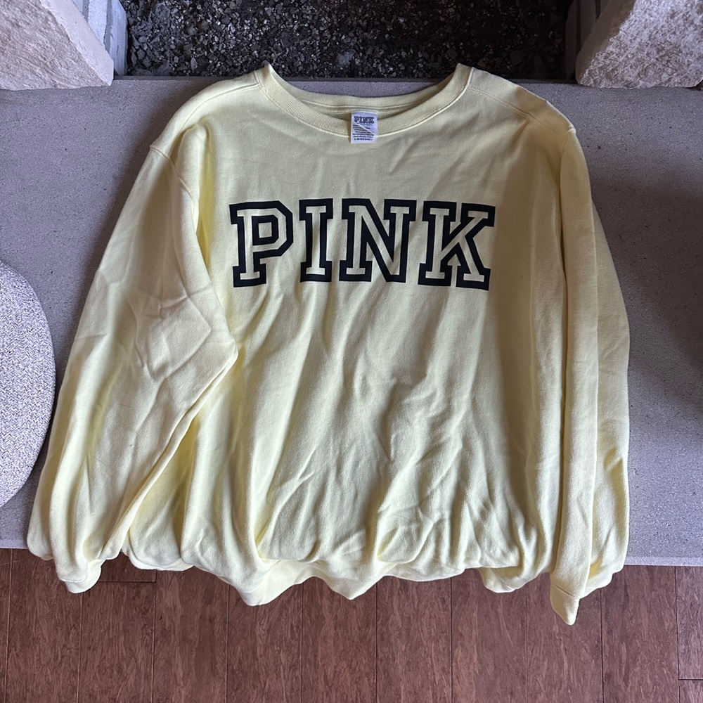 PINK Victoria's Secret Yellow Crew Neck Sweater
